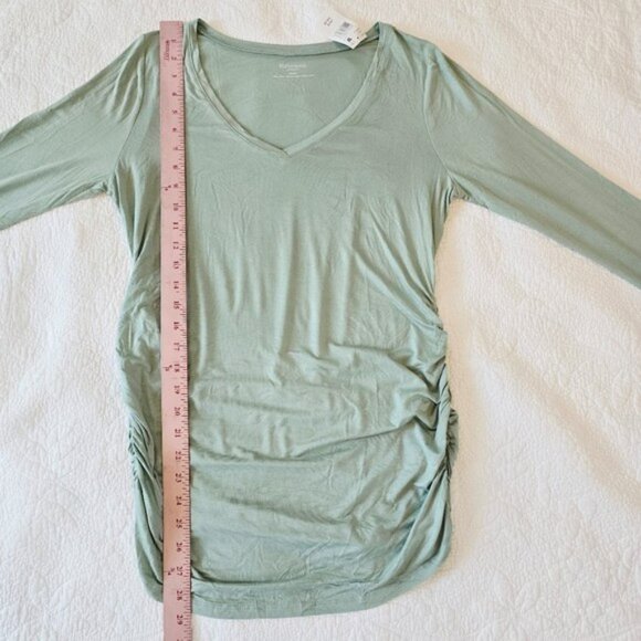 Motherhood Maternity Long Sleeve Tee T-Shirt Size Medium Light Green V Neck Work - Picture 7 of 11